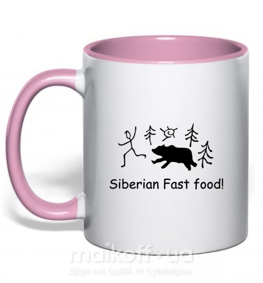Чашка з кольоровою ручкою SIBERIAN FAST FOOD Ніжно рожевий фото