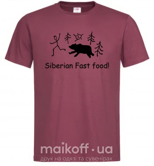 Мужская футболка SIBERIAN FAST FOOD Бордовый фото