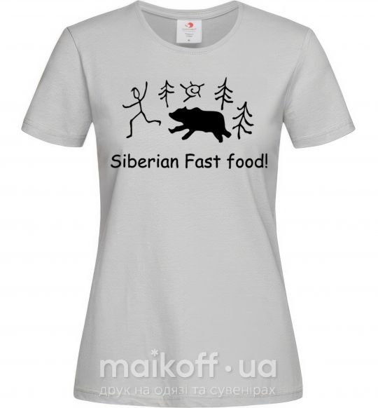 Жіноча футболка SIBERIAN FAST FOOD Сірий фото