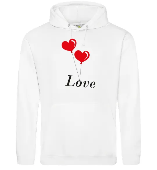 Чоловіча толстовка (худі) LOVE воздушные шарики Білий фото