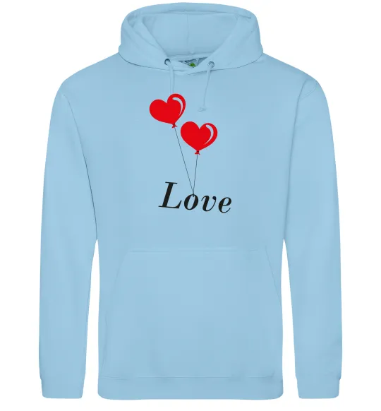 Мужская толстовка (худи) LOVE воздушные шарики Голубой фото