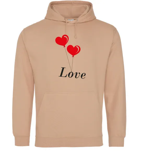 Женская толстовка (худи) LOVE воздушные шарики Песочный фото