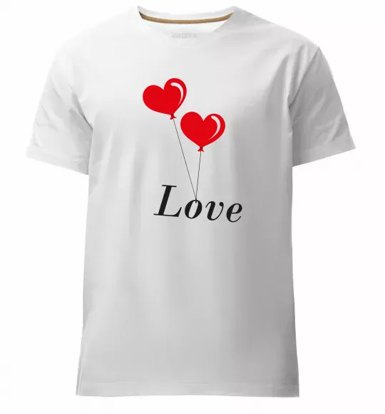 Мужская премиум футболка LOVE воздушные шарики Белый фото