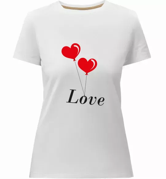 Женская премиум футболка LOVE воздушные шарики Белый фото