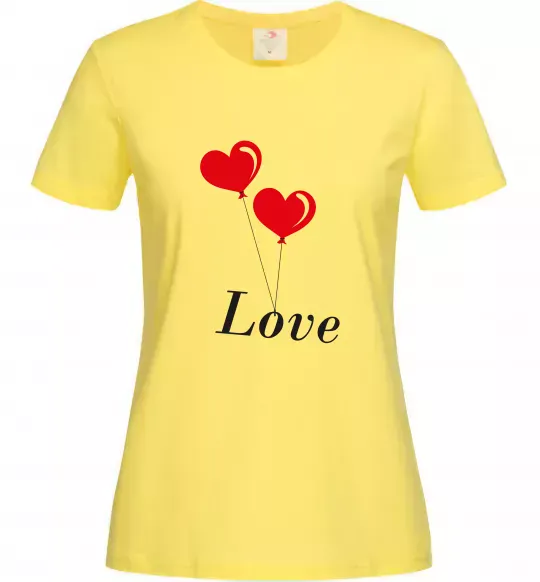 Женская футболка LOVE воздушные шарики Лимонный фото