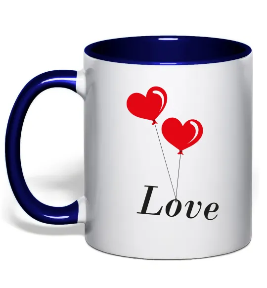 Чашка з кольоровою ручкою LOVE воздушные шарики Глибокий темно-синій фото