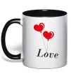 Чашка з кольоровою ручкою LOVE воздушные шарики Чорний фото