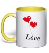 Чашка с цветной ручкой LOVE воздушные шарики Лимонный фото