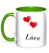 Чашка з кольоровою ручкою LOVE воздушные шарики Зелений фото