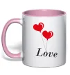 Чашка з кольоровою ручкою LOVE воздушные шарики Ніжно рожевий фото