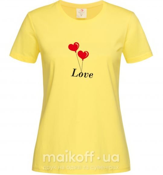 Женская футболка LOVE воздушные шарики Лимонный фото