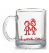 Чашка скляна I LOVE YOU. RED COUPLE. Прозорий фото