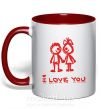 Чашка с цветной ручкой I LOVE YOU. RED COUPLE. Красный фото