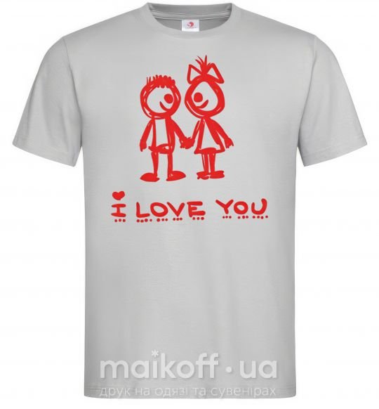 Мужская футболка I LOVE YOU. RED COUPLE. Серый фото
