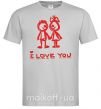 Мужская футболка I LOVE YOU. RED COUPLE. Серый фото