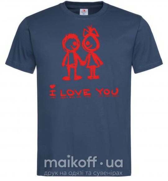 Мужская футболка I LOVE YOU. RED COUPLE. Темно-синий фото