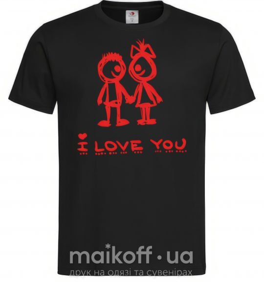 Чоловіча футболка I LOVE YOU. RED COUPLE. Чорний фото