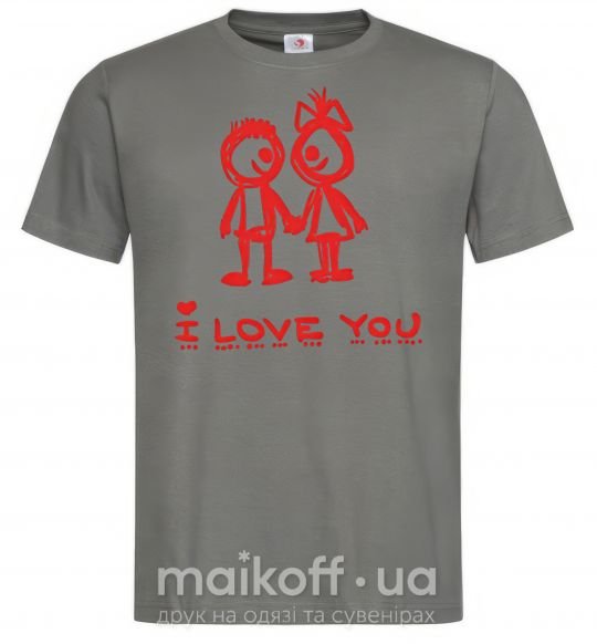 Мужская футболка I LOVE YOU. RED COUPLE. Графит фото