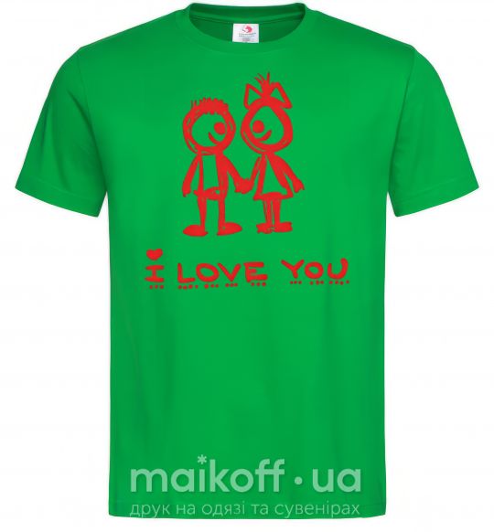 Мужская футболка I LOVE YOU. RED COUPLE. Зеленый фото
