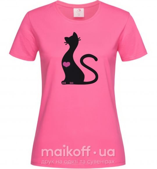 Женская футболка КОШКА Ярко-розовый фото