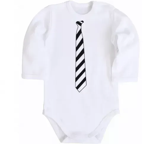 Дитячий бодік Краватка в полоску Білий фото