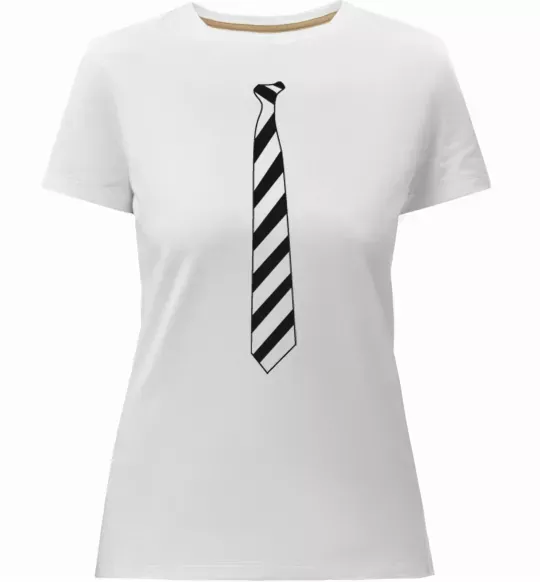 Жіноча преміум футболка Краватка в полоску Білий фото