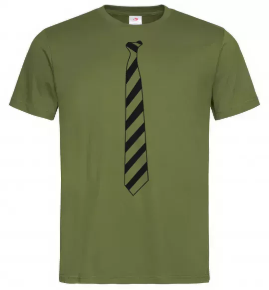 Чоловіча футболка Краватка в полоску Оливковий фото