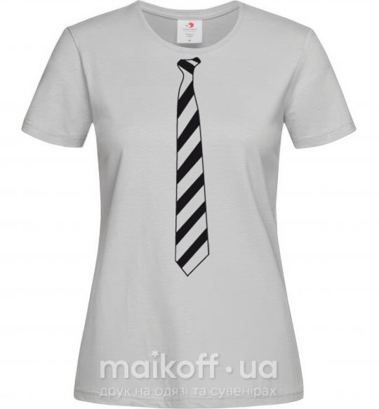 Жіноча футболка Галстук в полоску Сірий фото