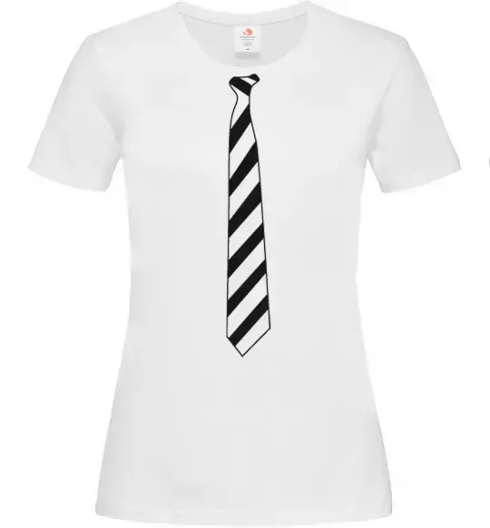 Жіноча футболка Краватка в полоску Білий фото