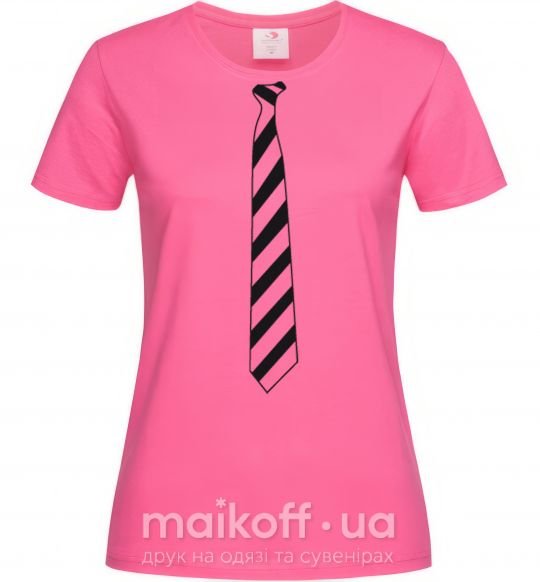 Жіноча футболка Галстук в полоску Яскраво-рожевий фото