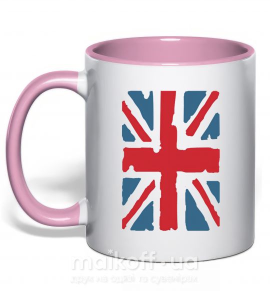 Чашка с цветной ручкой ФЛАГ GREAT BRITAIN Нежно розовый фото