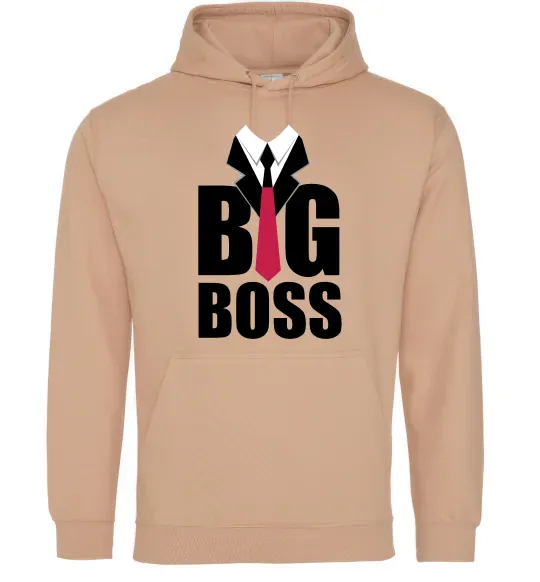 Женская толстовка (худи) Напис BIG BOSS Песочный фото