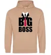 Женская толстовка (худи) Напис BIG BOSS Песочный фото