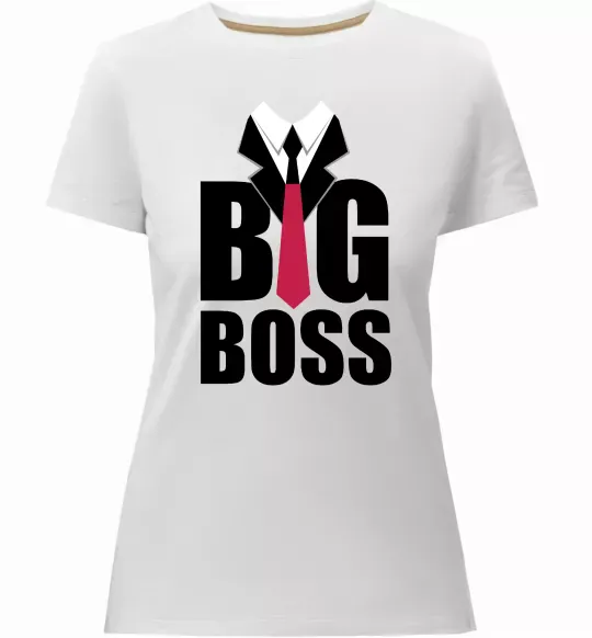 Женская премиум футболка Напис BIG BOSS Белый фото