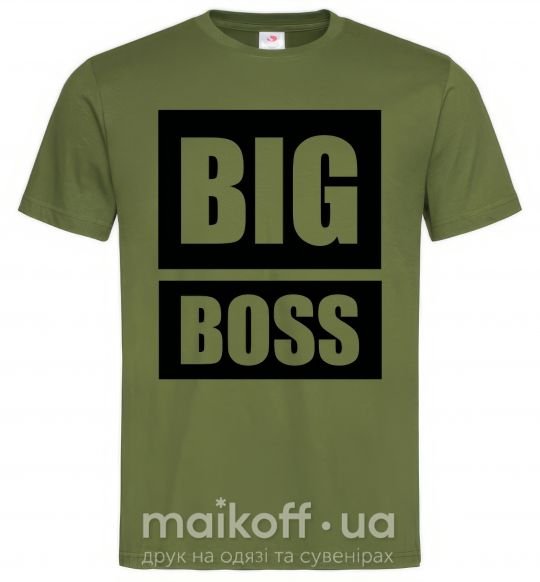 Чоловіча футболка Надпись BIG BOSS Оливковий фото