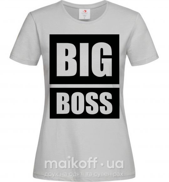 Жіноча футболка Надпись BIG BOSS Сірий фото