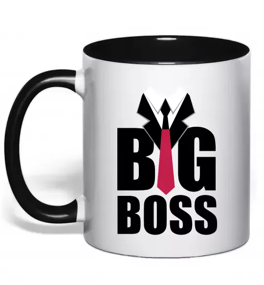 Чашка з кольоровою ручкою Напис BIG BOSS Чорний фото