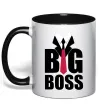 Чашка з кольоровою ручкою Напис BIG BOSS Чорний фото
