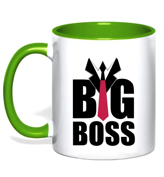 Чашка с цветной ручкой Напис BIG BOSS Лаймовый фото