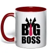 Чашка з кольоровою ручкою Напис BIG BOSS Червоний фото