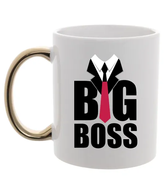 Чашка з кольоровою ручкою Напис BIG BOSS Золото фото