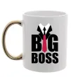 Чашка з кольоровою ручкою Напис BIG BOSS Золото фото