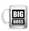Чашка стеклянная Надпись BIG BOSS Прозрачный фото