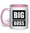 Чашка с цветной ручкой Надпись BIG BOSS Нежно розовый фото