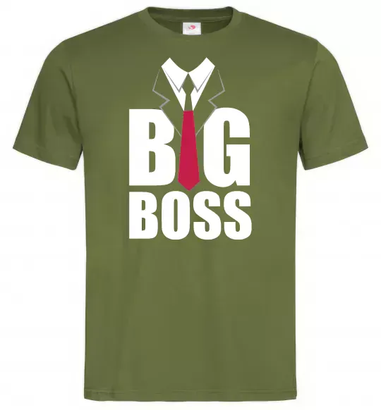 Мужская футболка Напис BIG BOSS Оливковый фото