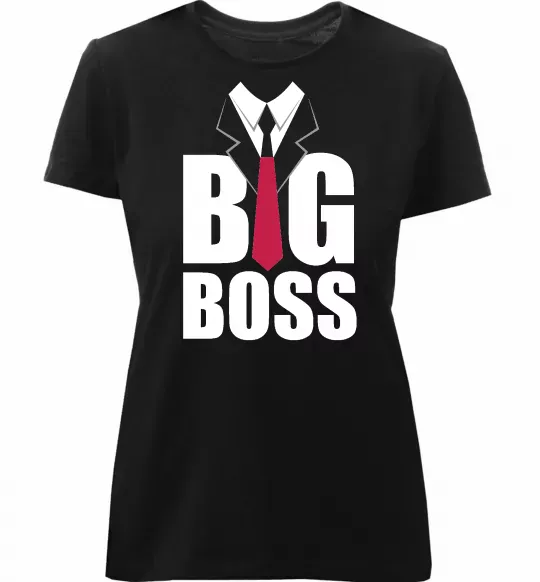 Женская премиум футболка Напис BIG BOSS Черный фото