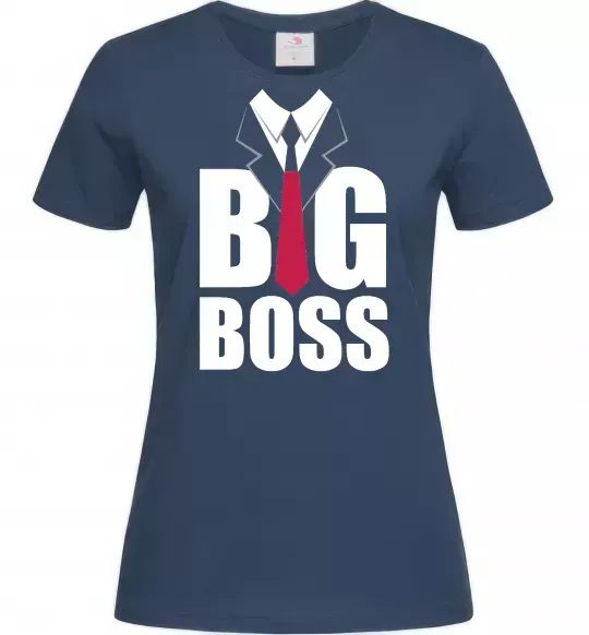 Жіноча футболка Напис BIG BOSS Темно-синій фото
