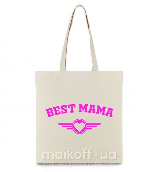 Еко-сумка BEST MAMA с сердечком Бежевий фото