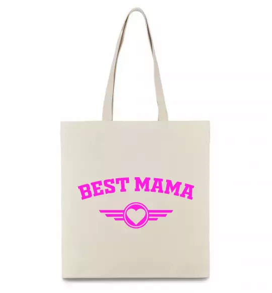 Эко-сумка BEST MAMA с сердечком Бежевый фото