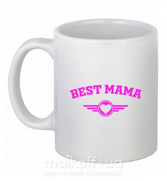 Чашка керамическая BEST MAMA с сердечком Белый фото